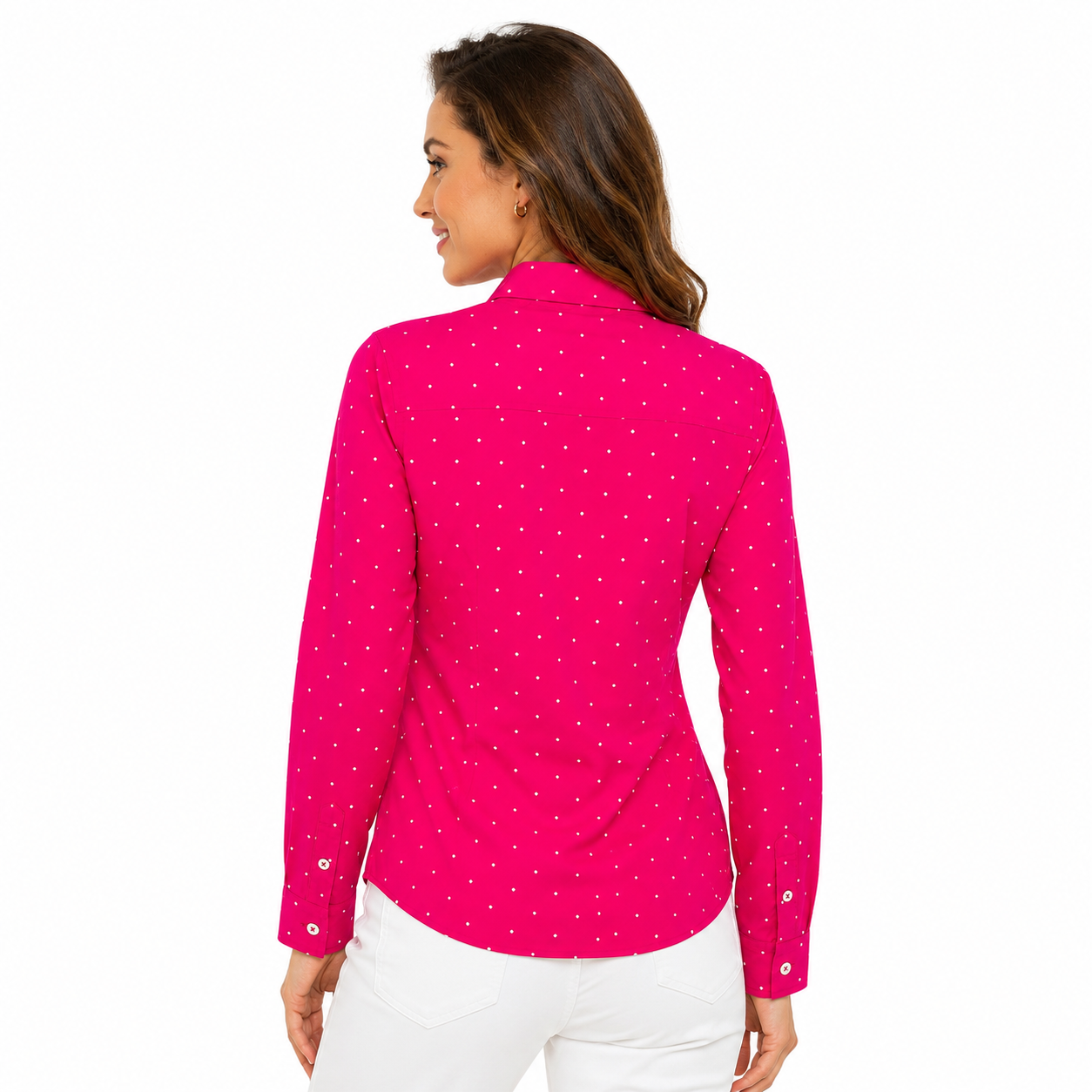 U.S Polo Assn Dot Print Long Sleeve Poplin Shirt