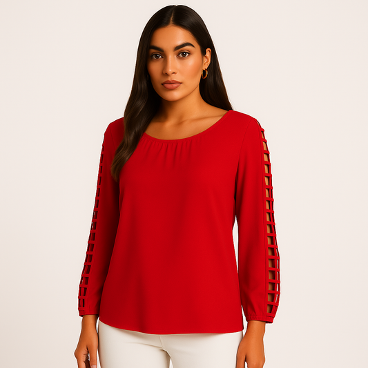 Olivia & Martin Women's Red Tunic with Medium Long Sleeves