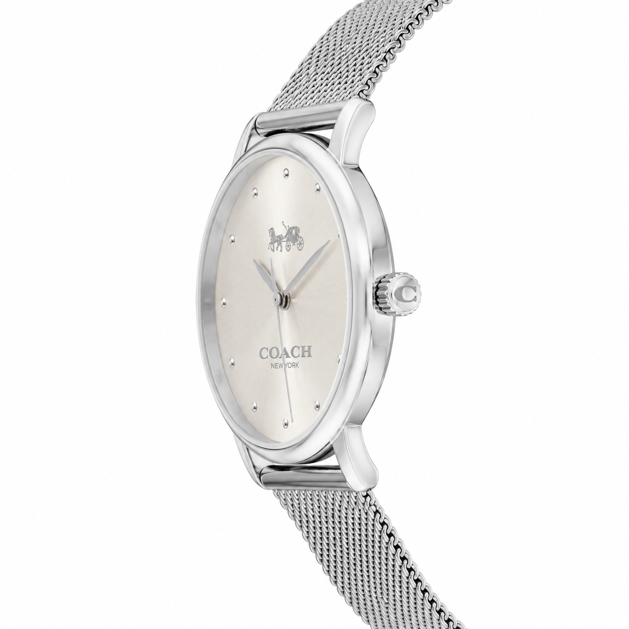 Coach -Grand Silver Glitz Dial Mesh Band Womens 36mm Watch