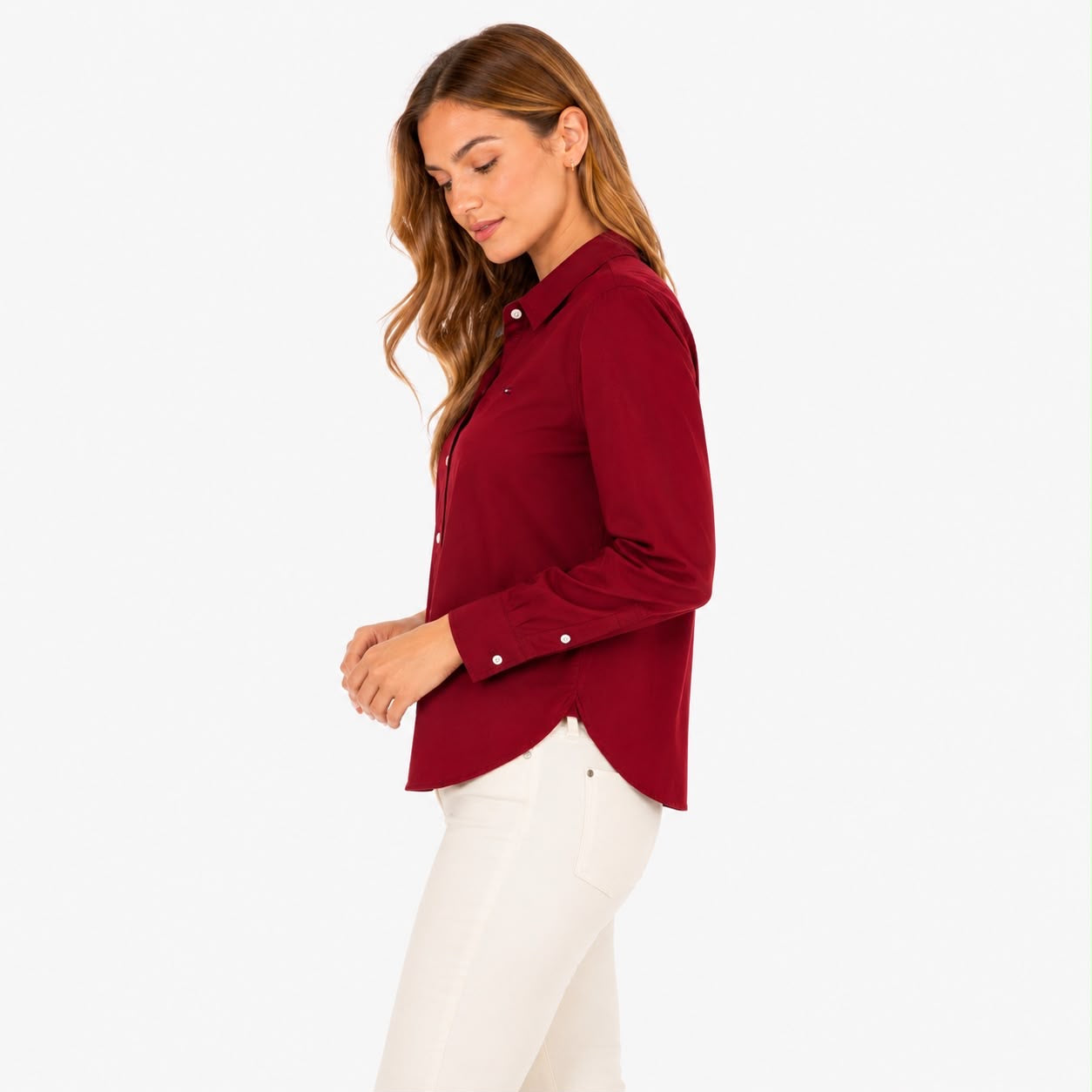 Tommy Hilfiger Maroon Cotton Shirt