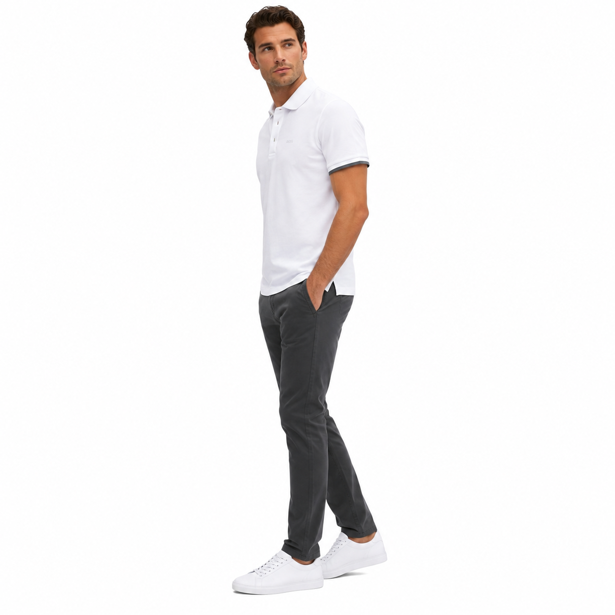 HUGO BOSS Mens Phillipson Regular Fit Short Sleeve Polo Shirt NEW WHITE