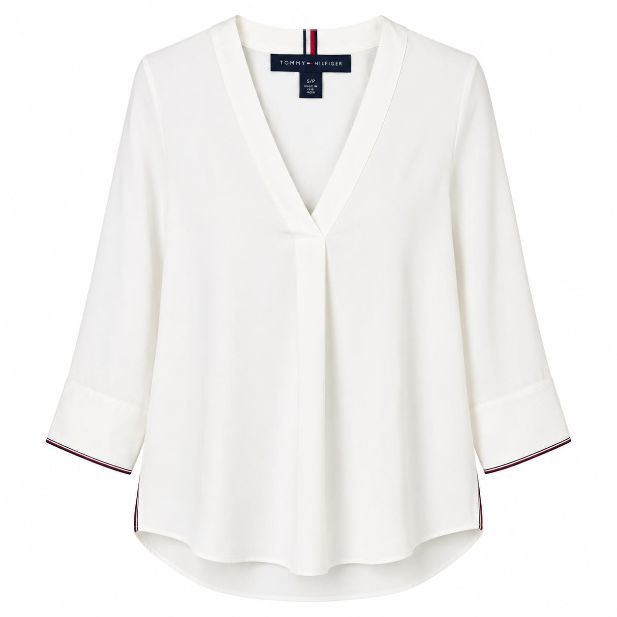 Tommy Hilfiger white viscose crepe blouse with V-neck
