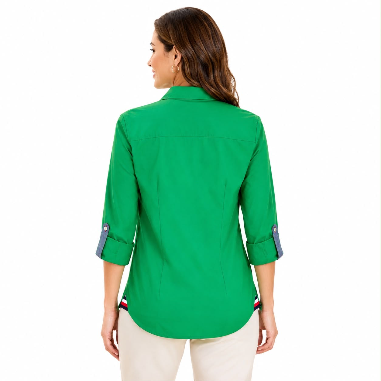 Tommy Hilfiger Women's Cotton Roll-Tab Button-Up Shirt