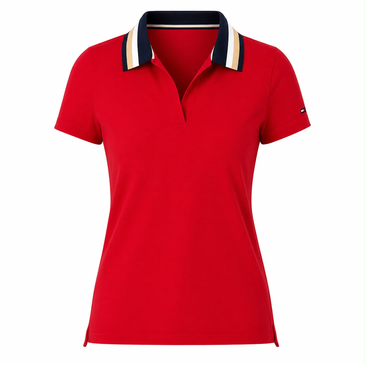 Tommy Hilfiger Tommy Hilfiger Women's Short Sleeve Lurex Tipped Cotton Pique Sportswear Top
