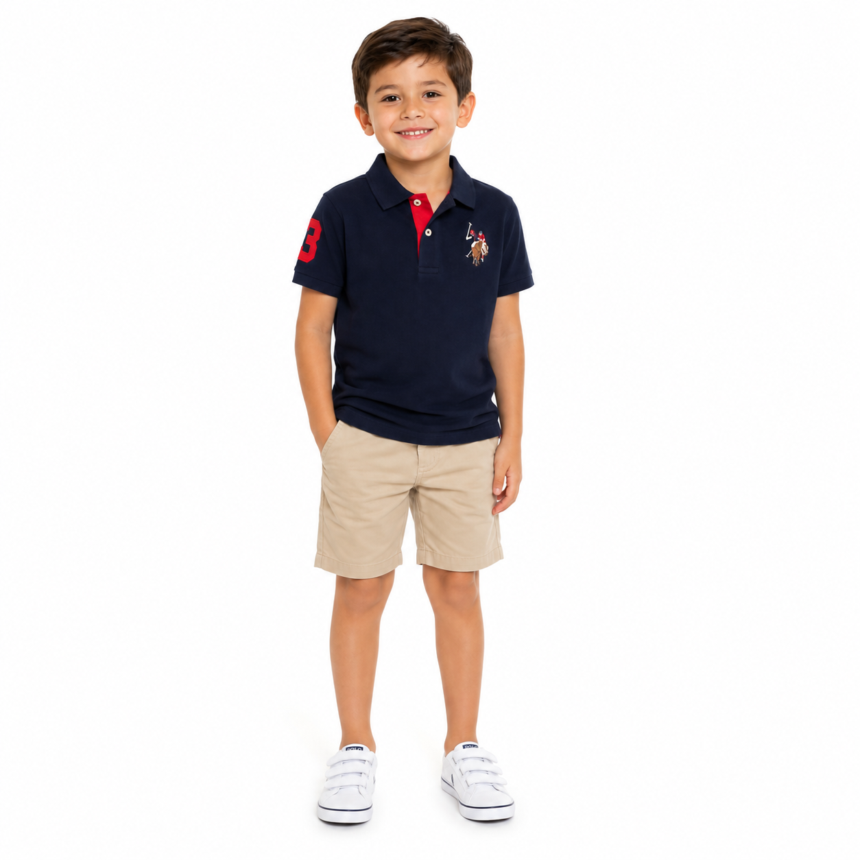 U.S. Polo Assn. Boy’s Multi Color Logo Solid Pique Polo Shirt