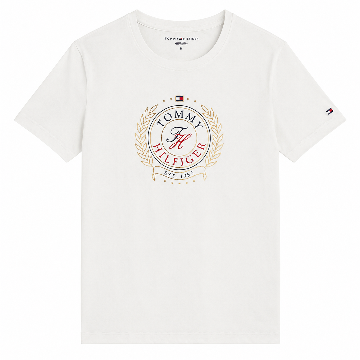 Tommy Hilfiger Women's White T-Shirt with Circular Logo