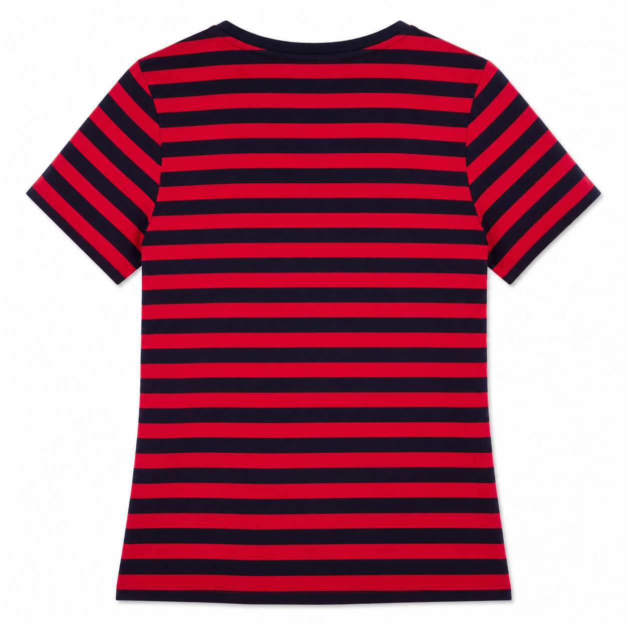 Nautica women's t-shirt features a red and navy blue striped design