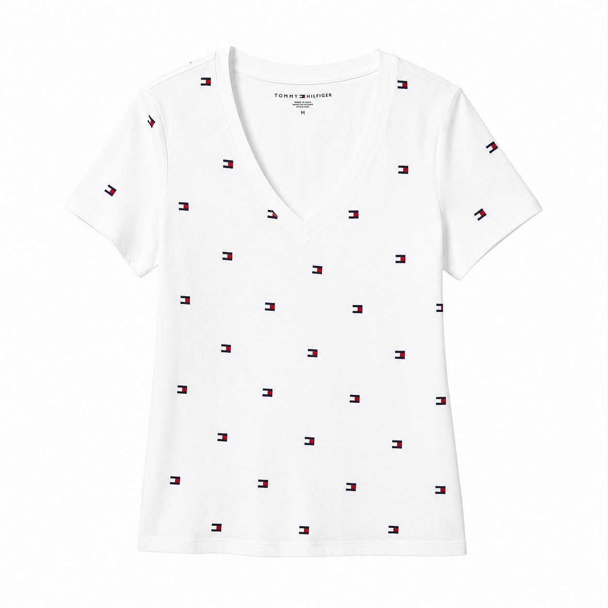 Tommy Hilfiger-Allover Flag V-Neck Favorite T-Shirt