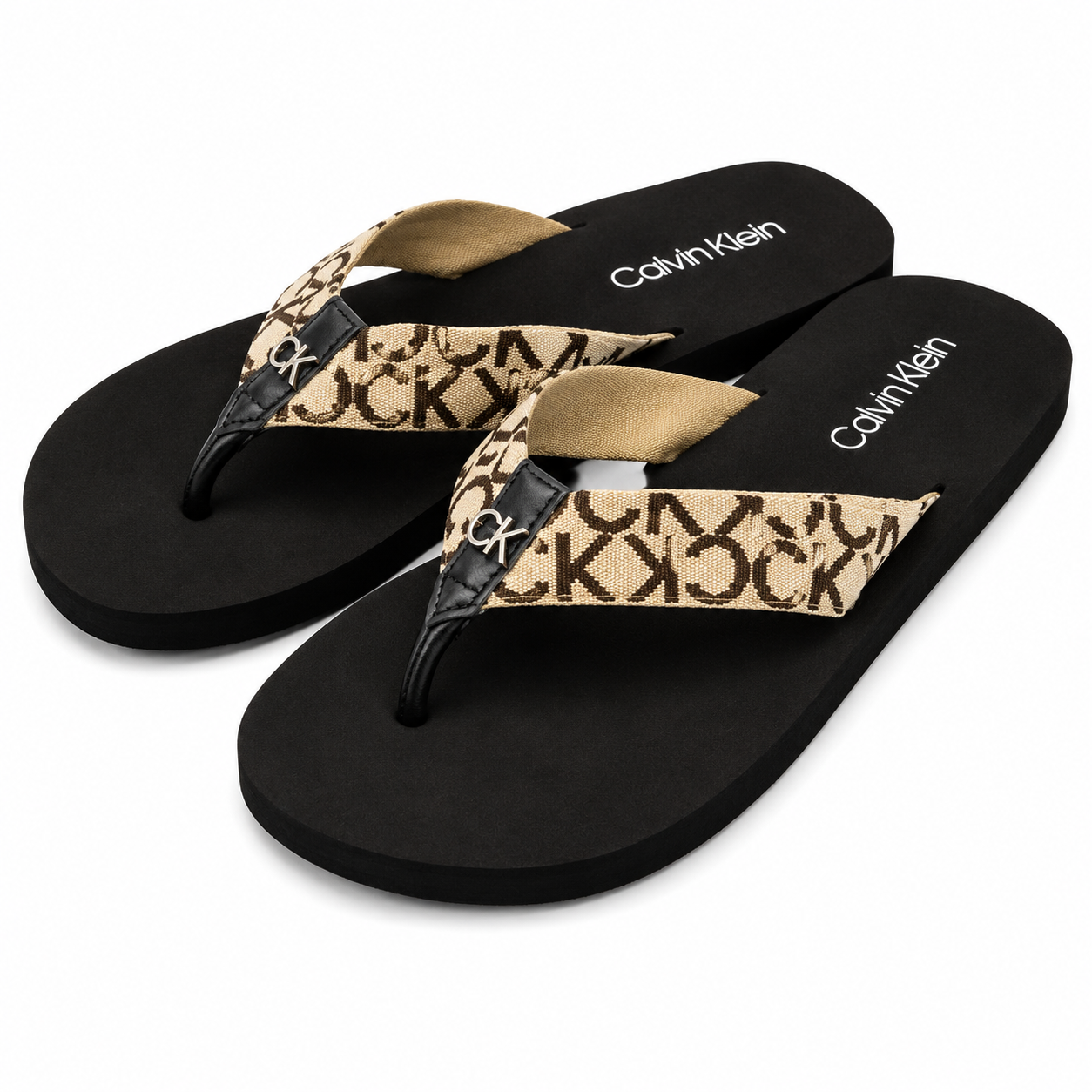 Calvin Klein model Callin for women in black with beige straps with logo