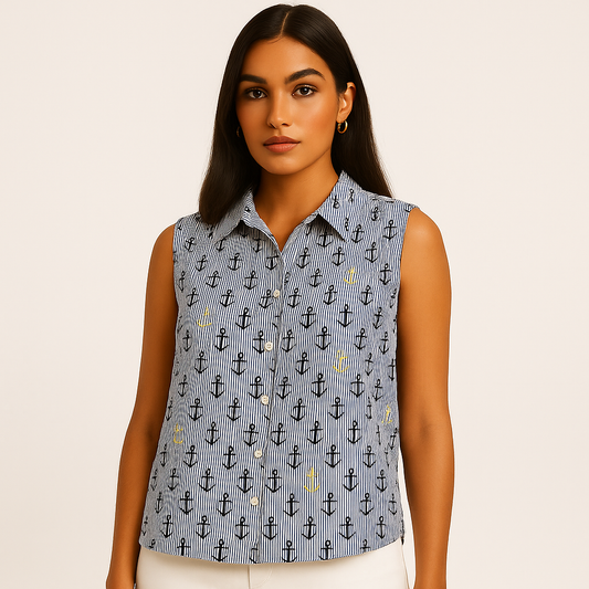 Charter Club Sleeveless Print Shirt