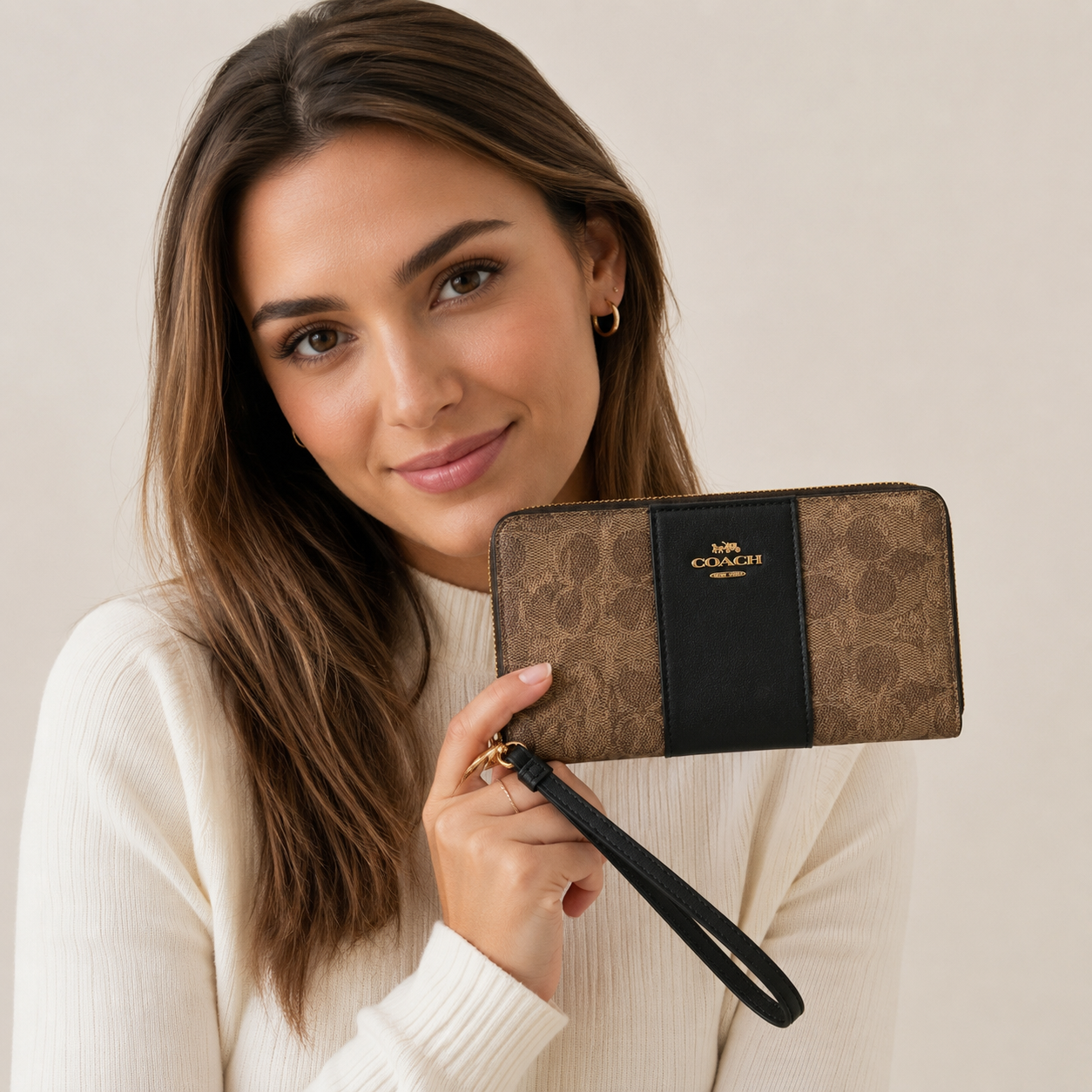 Coach Long Zip Around Wallet in Signature Canvas