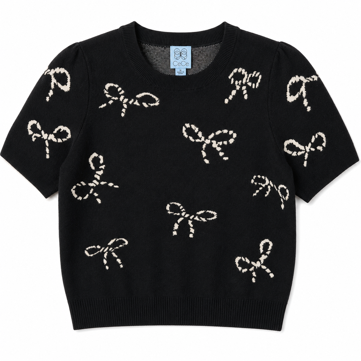 CeCe black short-sleeved sweater Women’s