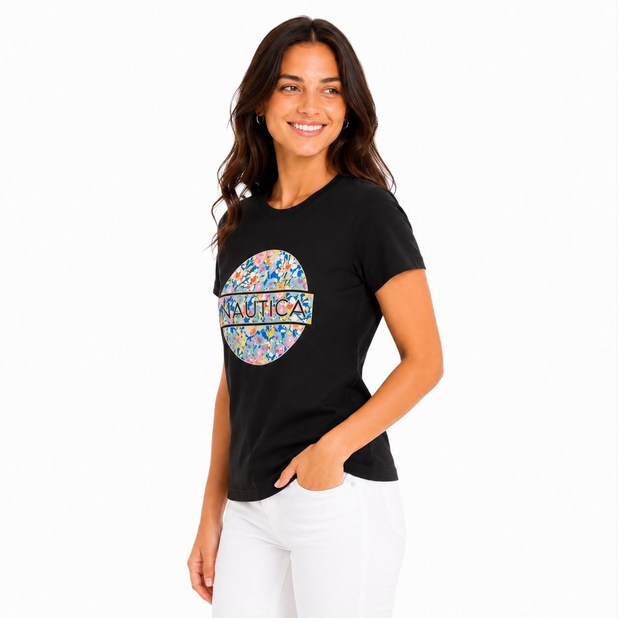 Náutica Floral Plate Glitter Graphic T-Shirt