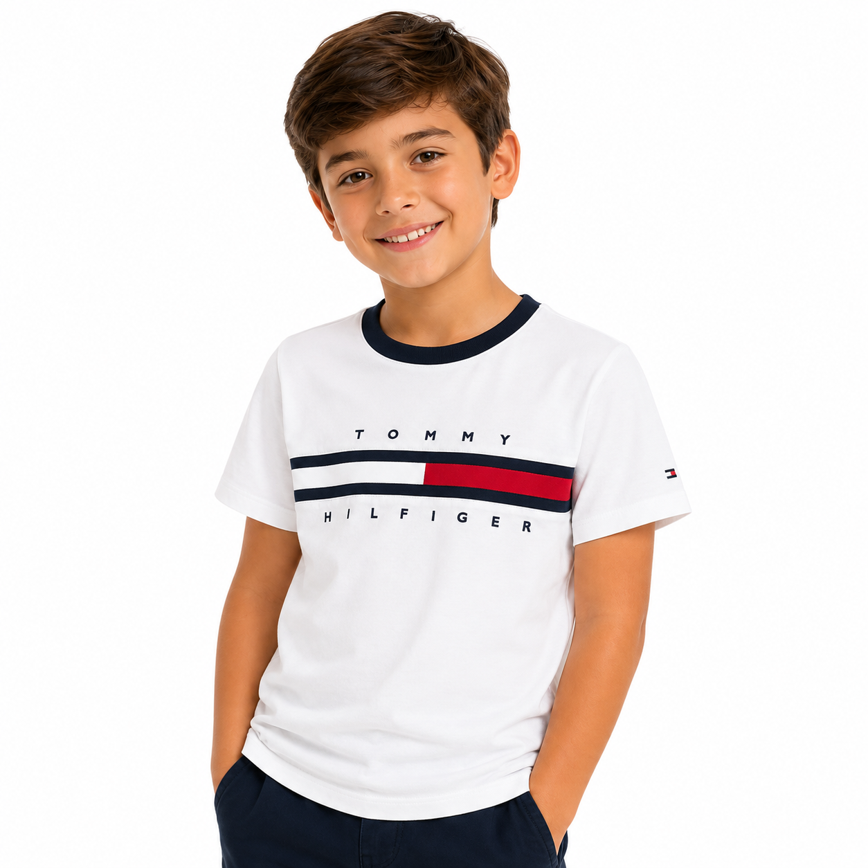 Tommy Hilfiger-Kids' Flag Stripe Logo T-Shirt