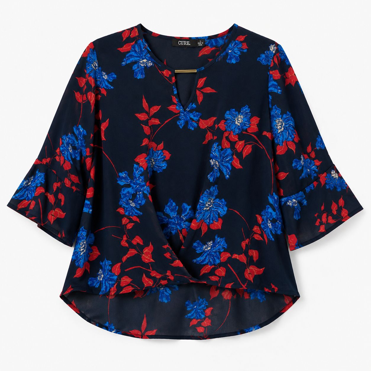 Cure Maternity Floral Print Split-Neck Top