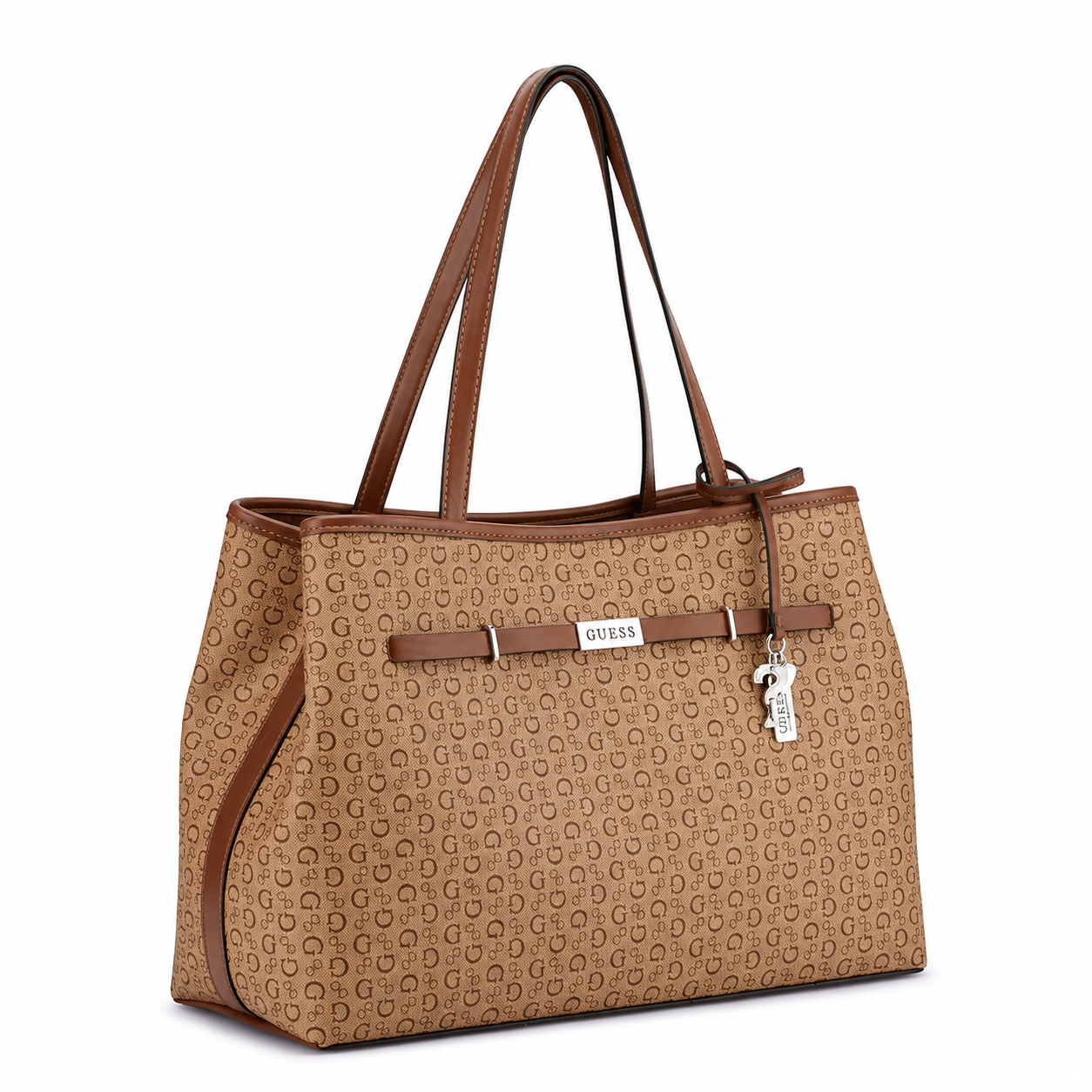 Guess Angelica Brown Women’s Snap Button Printed Shoulder Bag