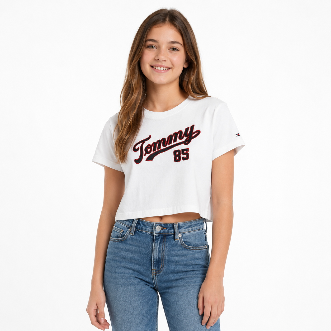 Tommy Hilfiger Sequin Logo Crop T-Shirt