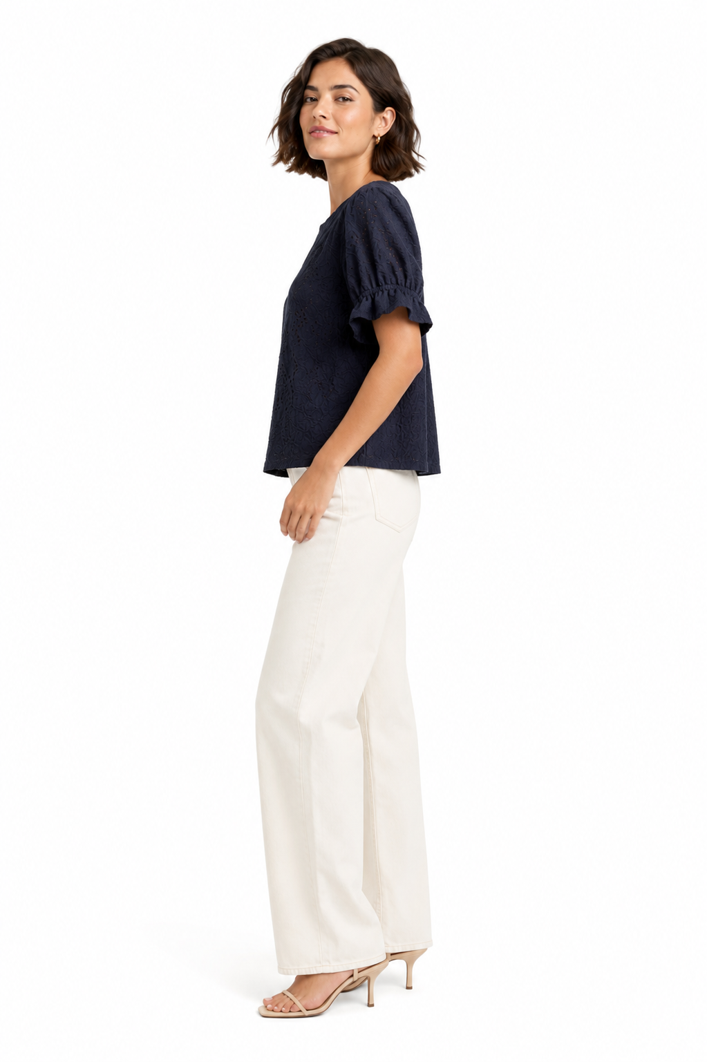 Michael Kors in navy blue, made of a lightweight fabric with openwork lace texture