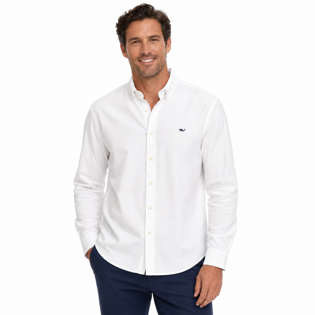 Vineyard Vines Boys Oxford Long Sleeve Whale Shirt