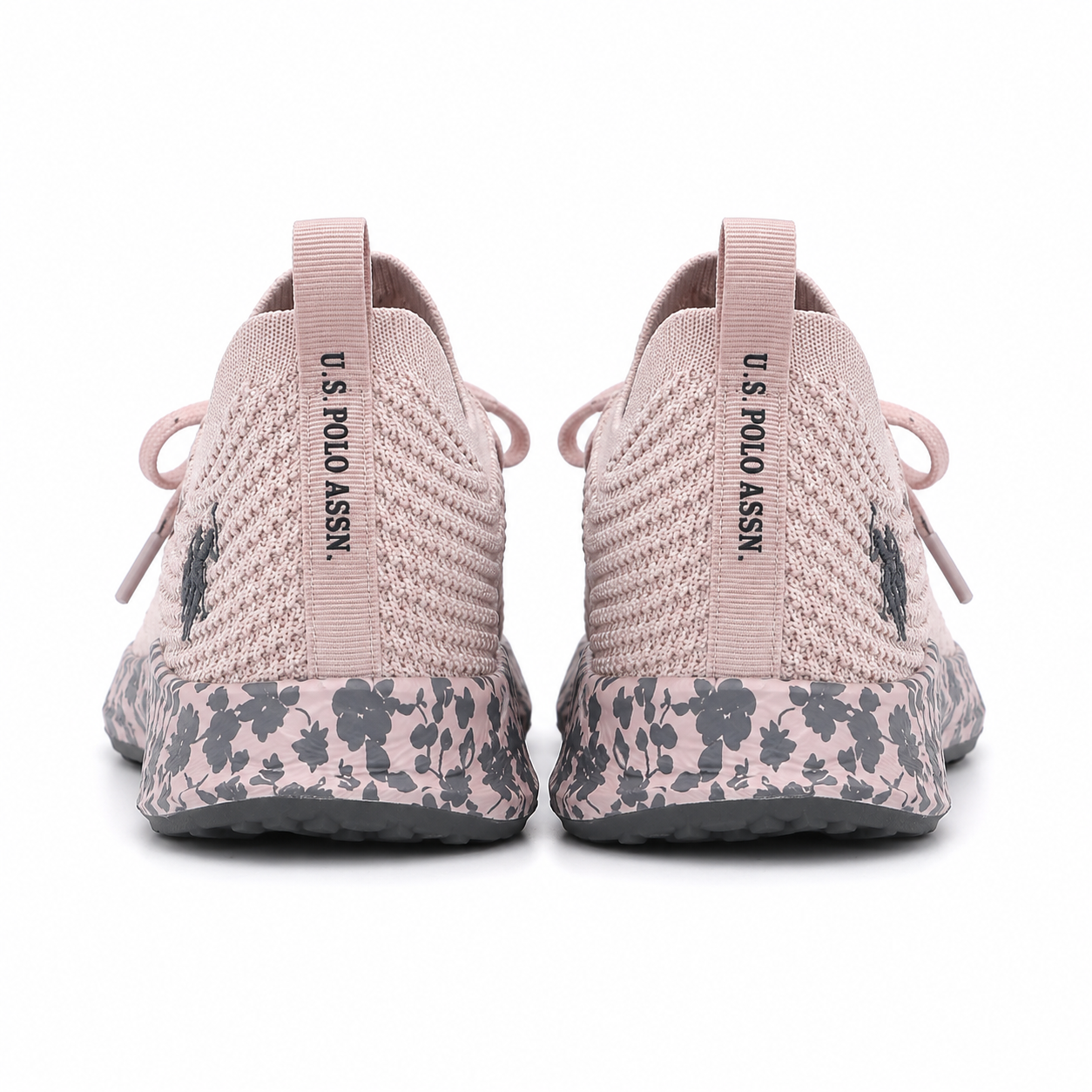 U.S Polo Assn Women's sneakers in pink with a knitted design and textured sole