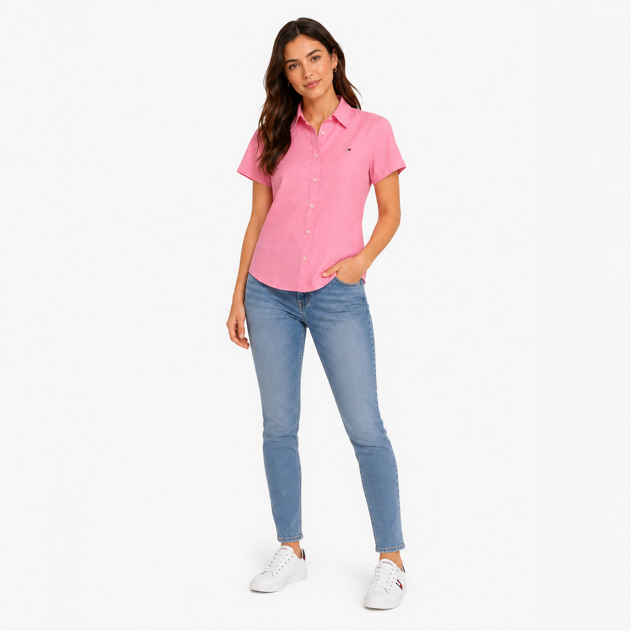 Tommy Hilfiger women's short sleeve Oxford shirt