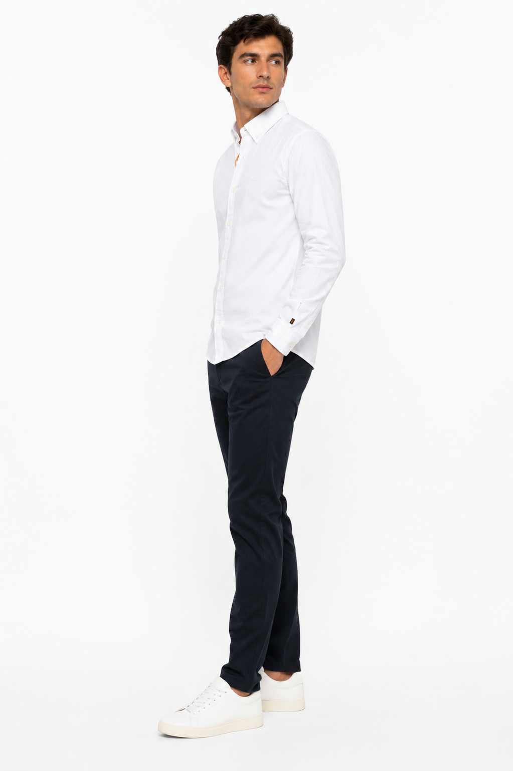 Hugo Boss Men's Slim Fit White 100% Cotton Long Sleeved Shirt