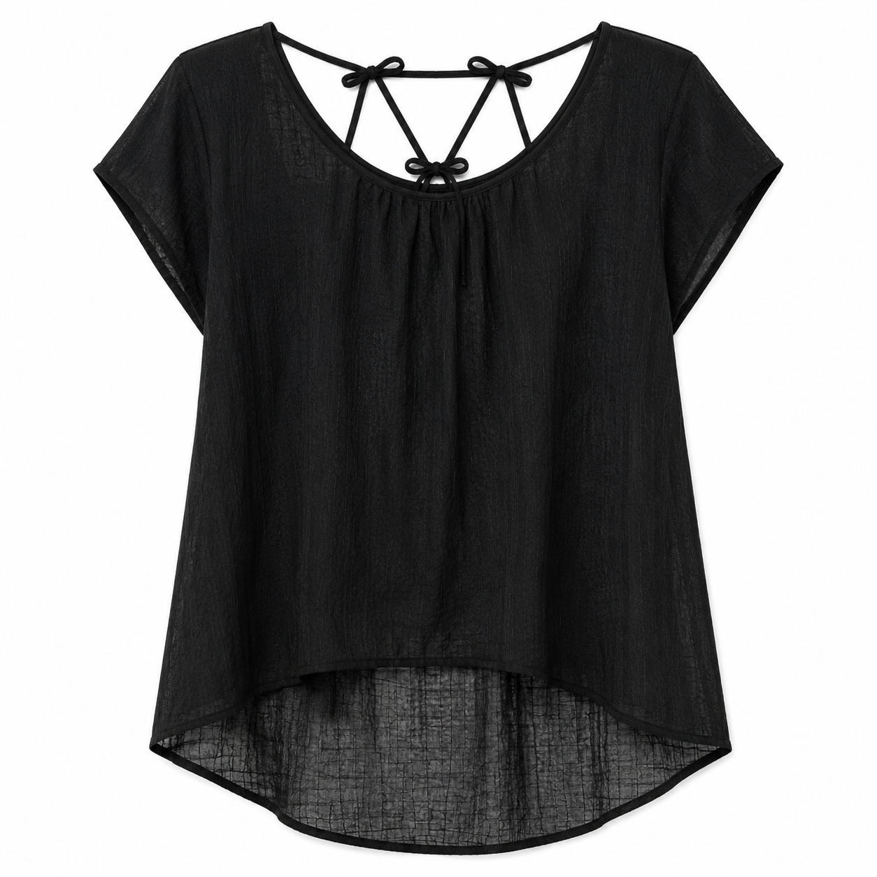 E&M Chiffon or light linen blouse in black women’s
