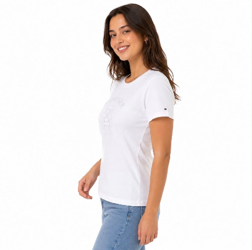 Tommy Hilfiger-Embroidered Tonal Monogram Logo T-Shirt