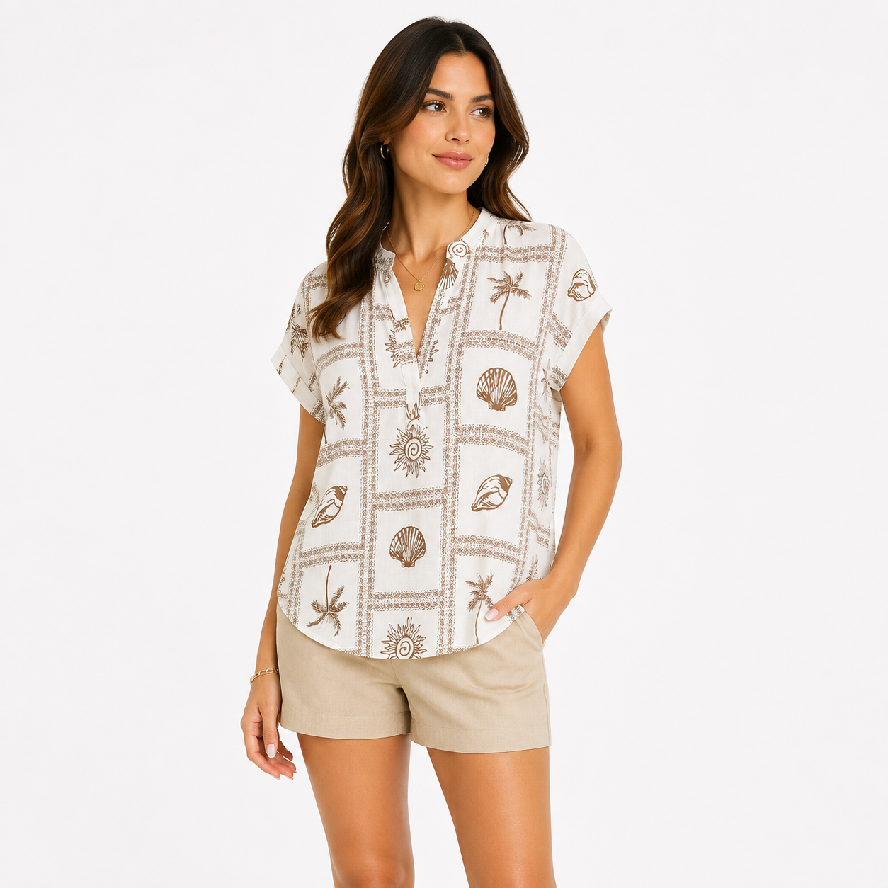 Casual blouse from the Cynthia Steffe brand, made of a light white or ivory fabric