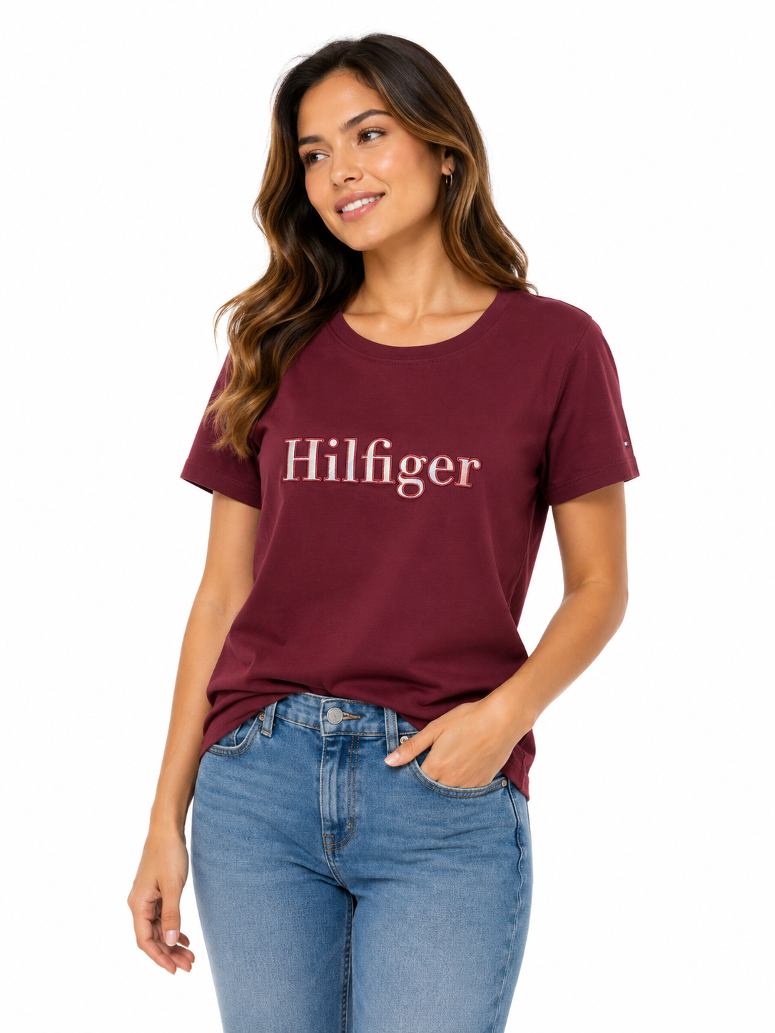 TOMMY HILFIGER-Plaid Hilfiger Logo T-Shirt