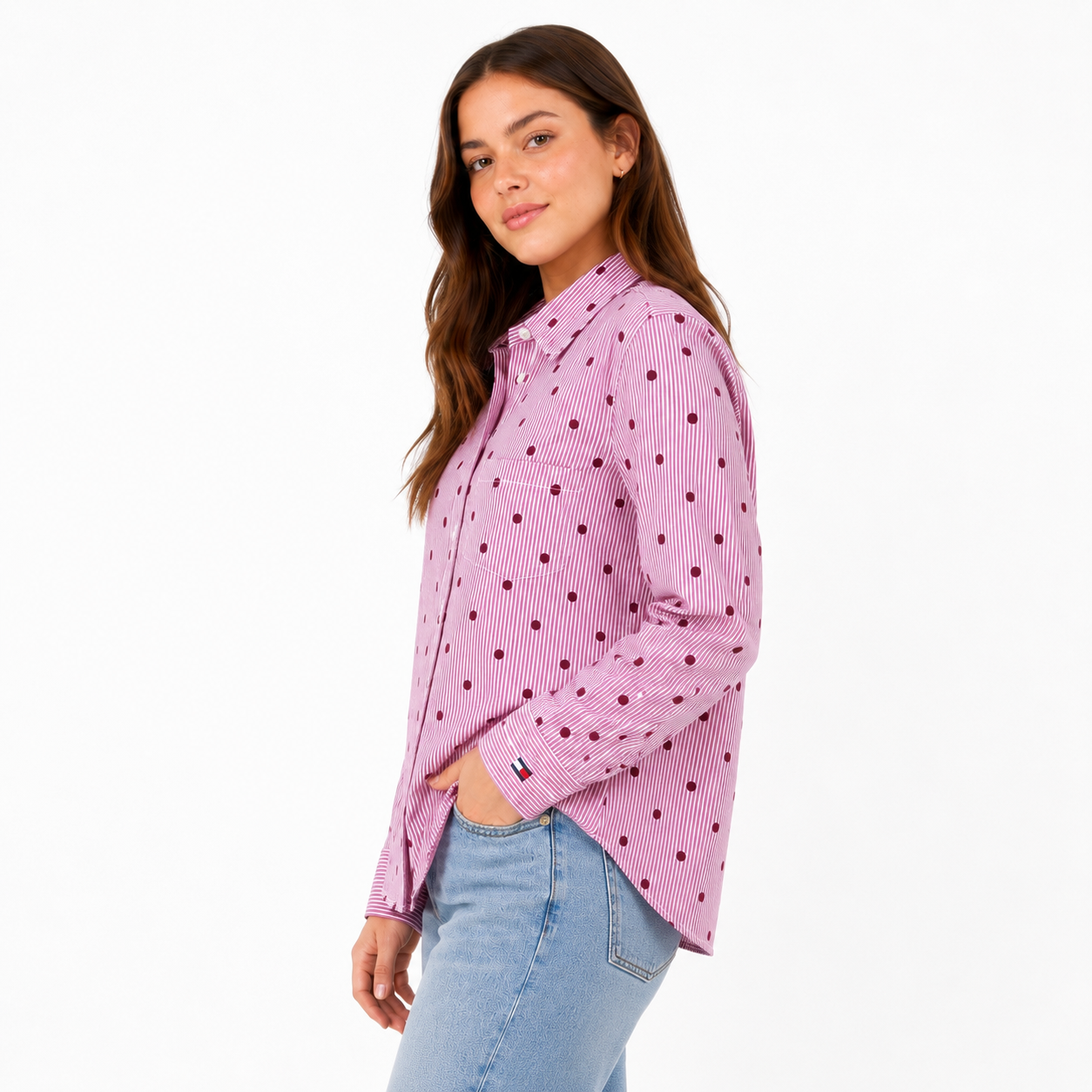 Tommy Hilfiger Relaxed Polka-Dot Poplin Jacquard Shirt