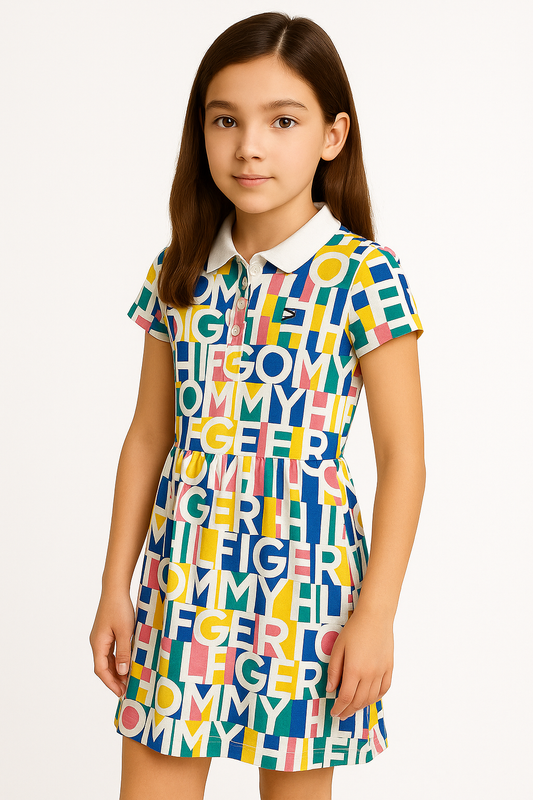Tommy Hilfiger Girls' Adaptive Polo Dress with Magnetic Buttons