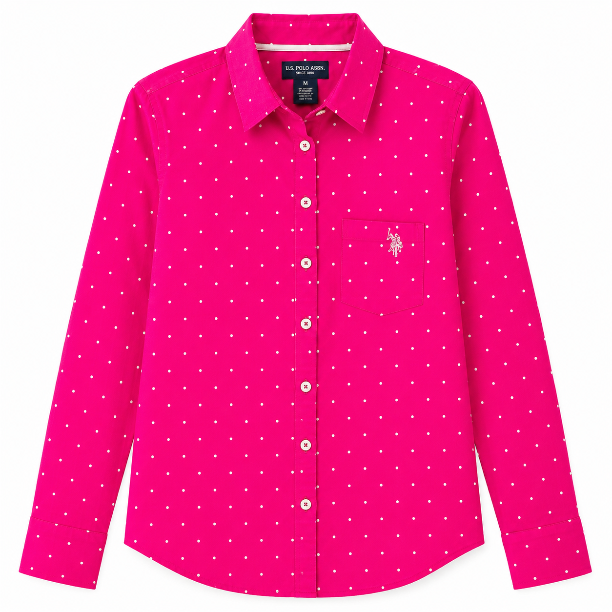 U.S Polo Assn Dot Print Long Sleeve Poplin Shirt