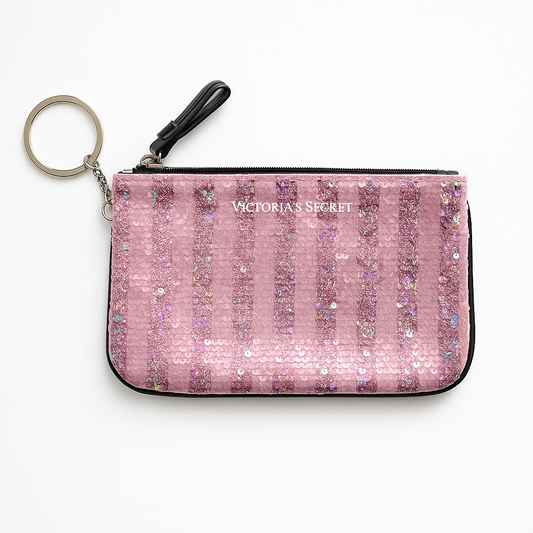 Victorias Secret Sequin Change Purse Key Chain Lipstick Case