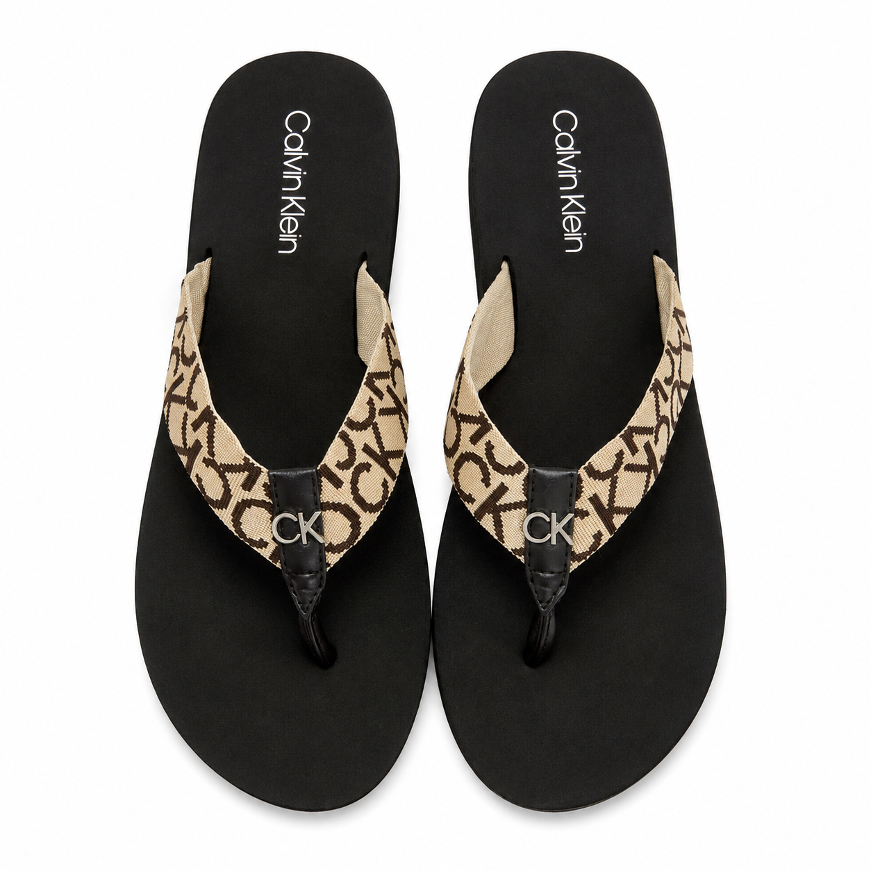 Calvin Klein model Callin for women in black with beige straps with logo