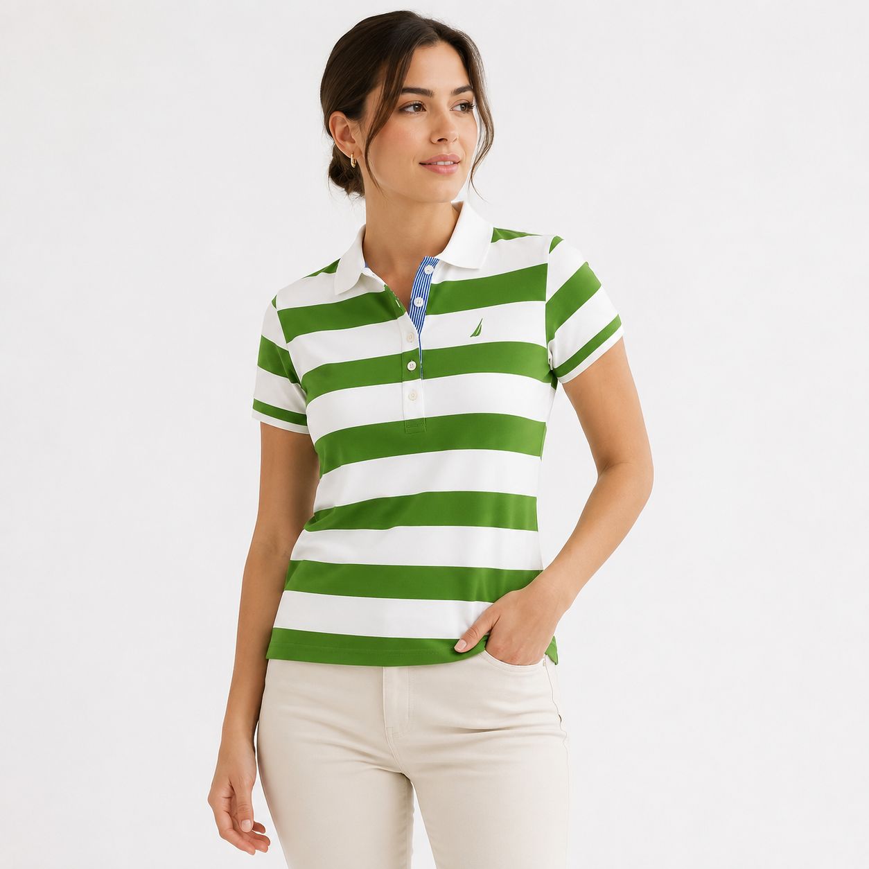 Nautica polo de rayas de 5 botones
