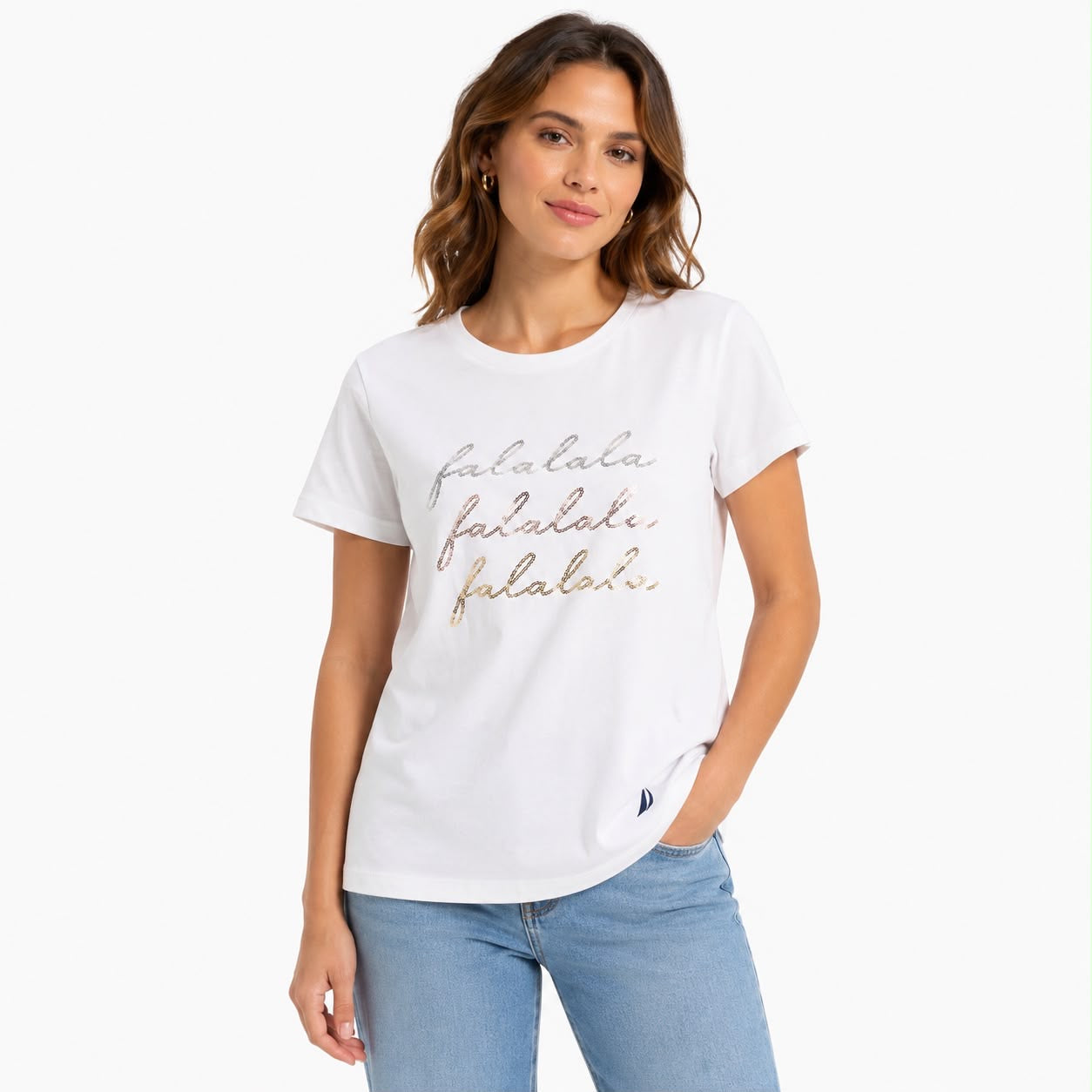 Nautica Sequin Fa-La-La-La-La Graphic T-Shirt