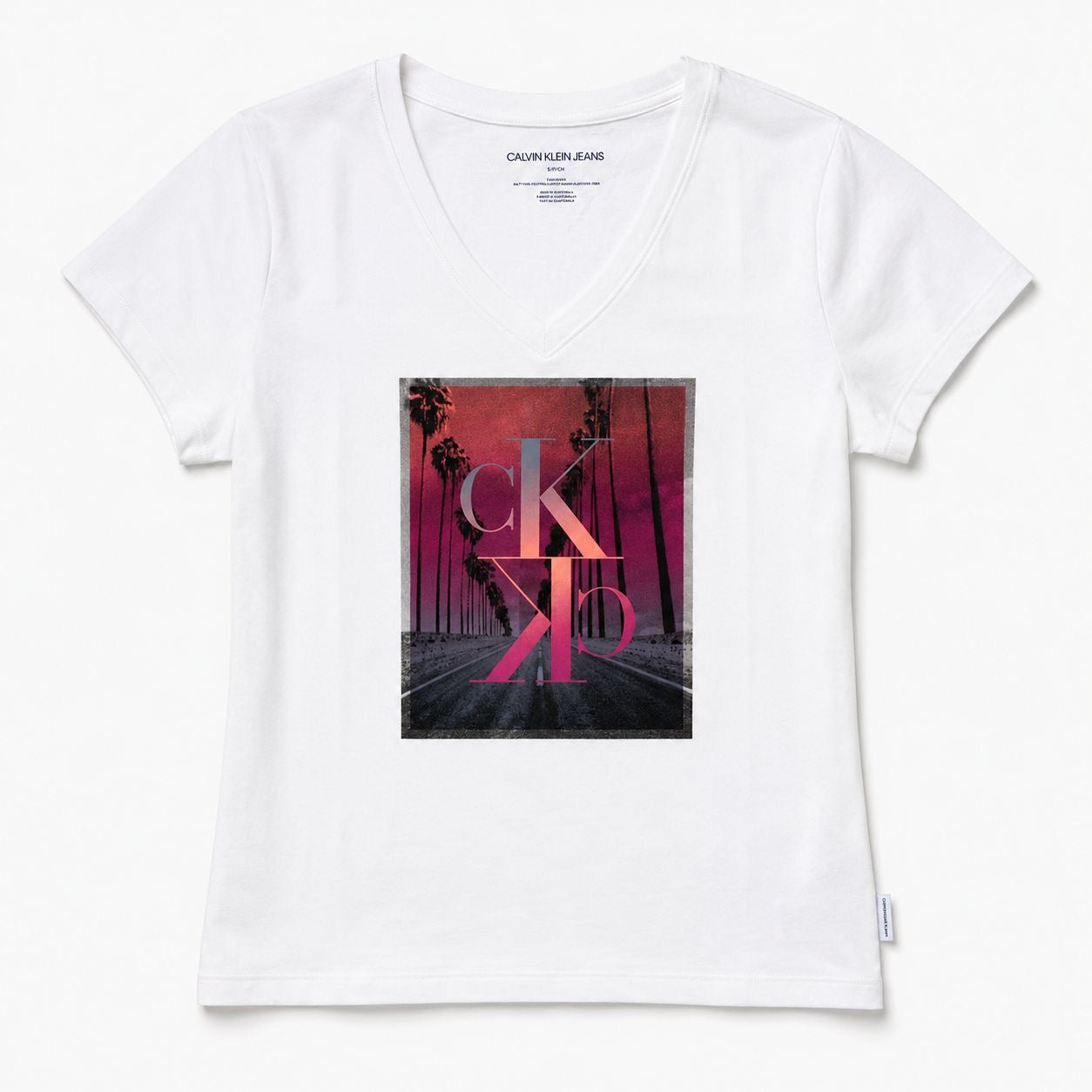 Calvin Klein Women's Palm Sunset V-Neck T-Shirt