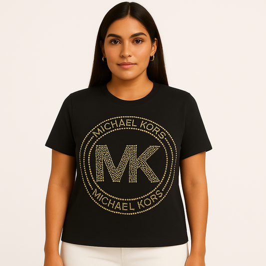 Michael Kors Studded Logo Charm Organic Cotton Jersey T-Shirt