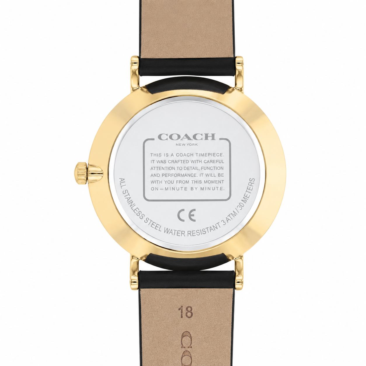 Coach Women's Perry Black Leather Strap Watch