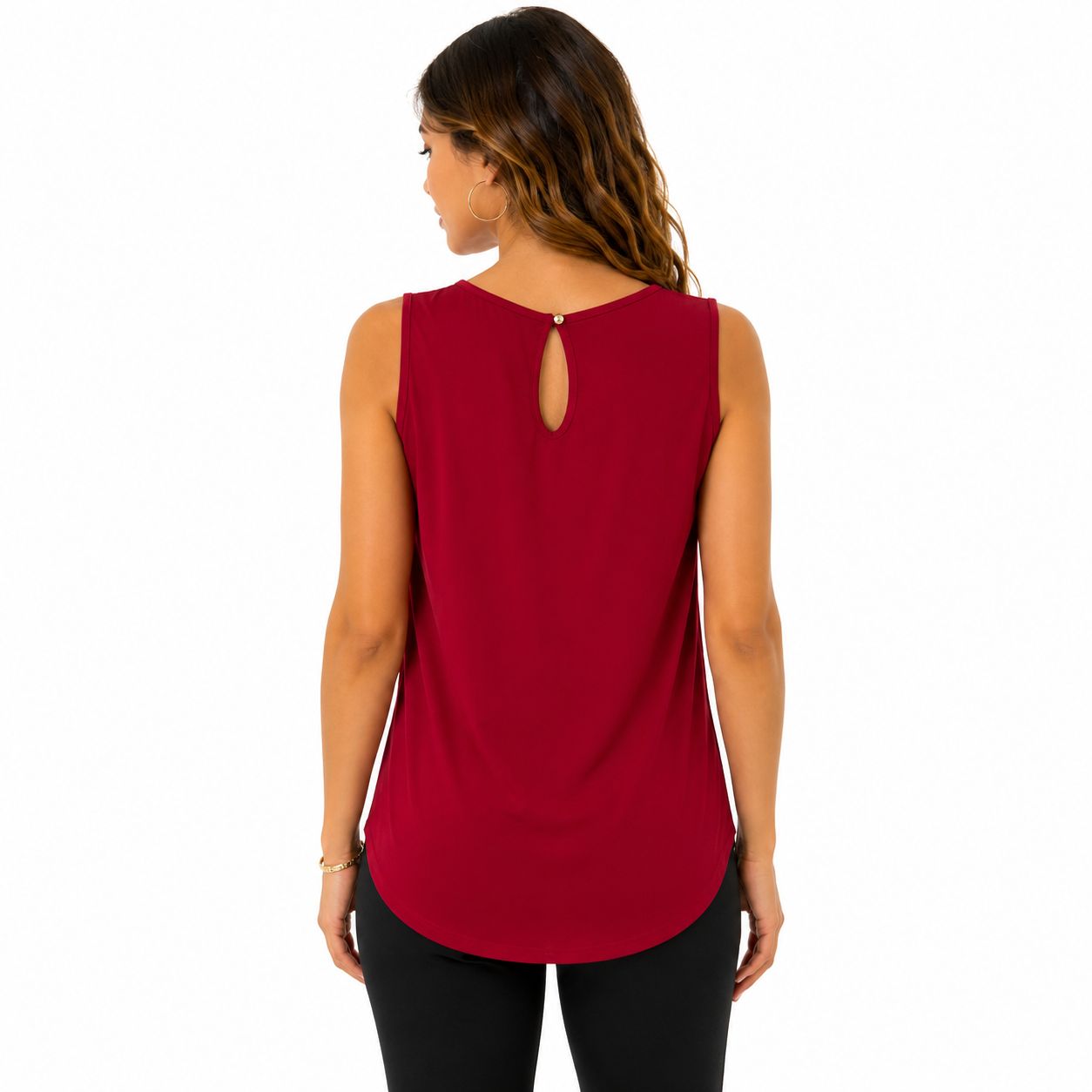 PerSeption-Red cold shoulder blouse