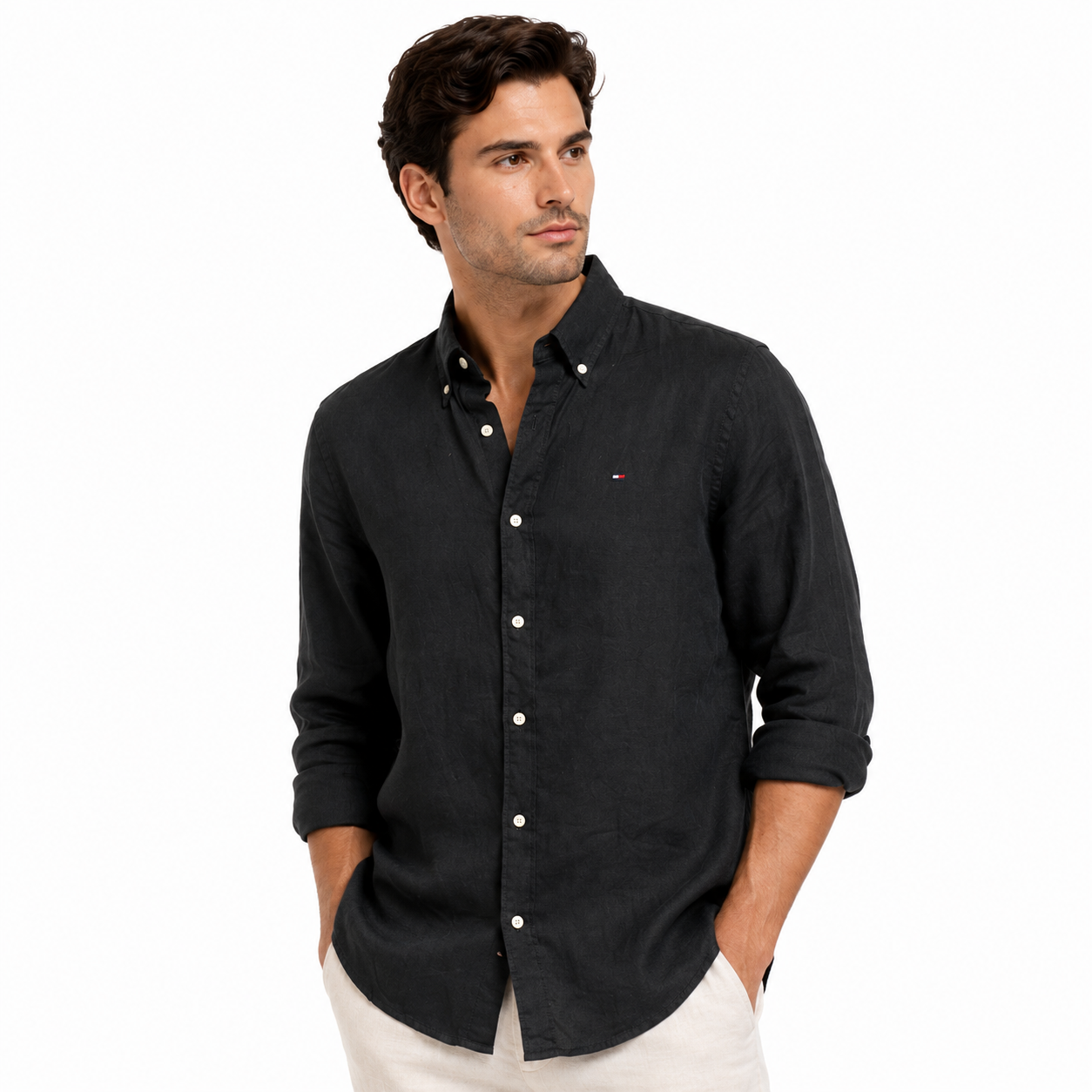 Tommy Hilfiger-Regular Fit Linen-Blend Shirt