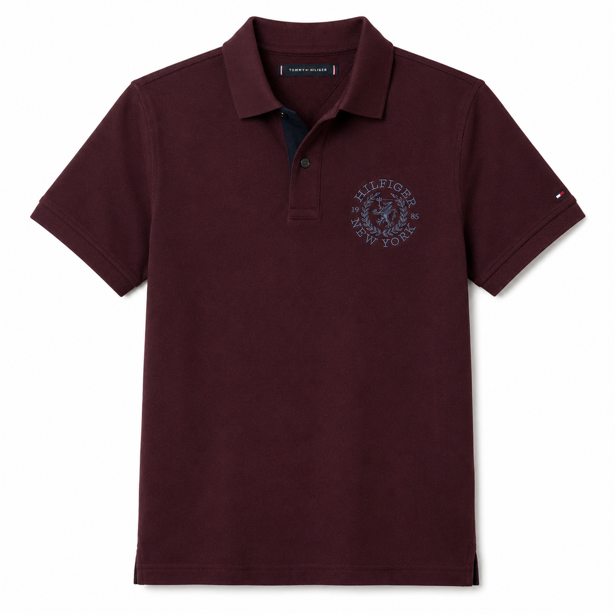 Tommy Hilfiger Hilfiger New York 1985" crest logo on the chest