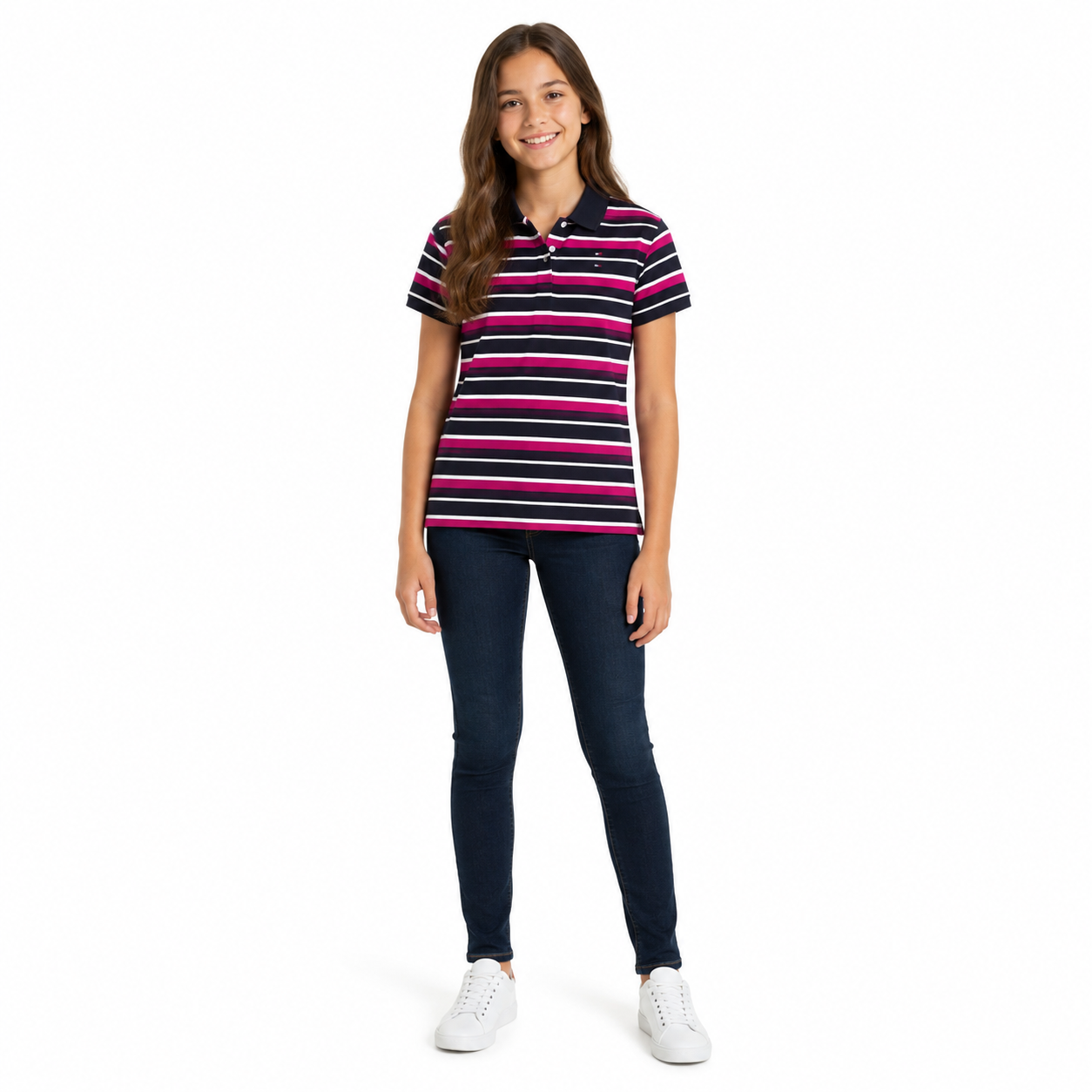 Tommy Hilfiger Kids' Stripe Puff Sleeve Stretch Polo