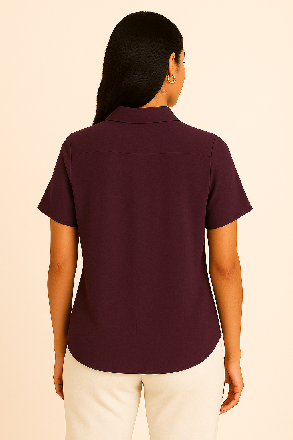 Calvin Klein Chiffon Flutter Short Sleeve Collared Tie Neck Blouse