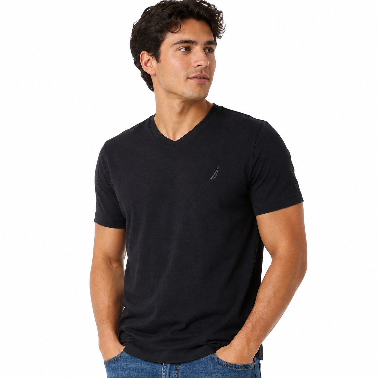 NAUTICA-Classic V-neck t-shirt in black