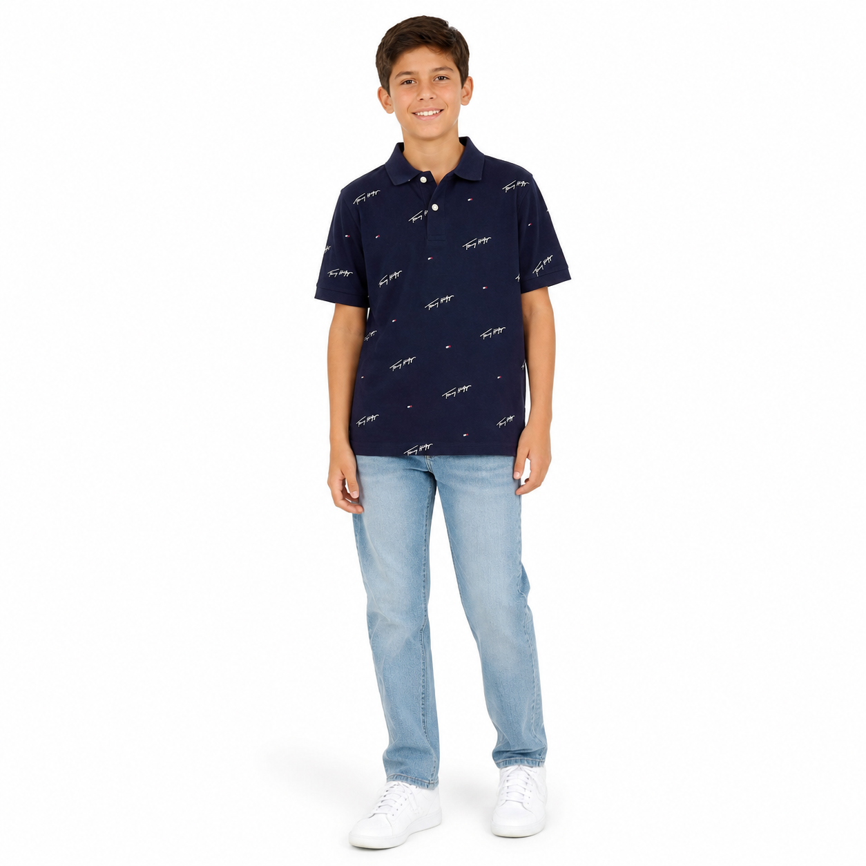 Tommy Hilfiger script logo printed polo shirt