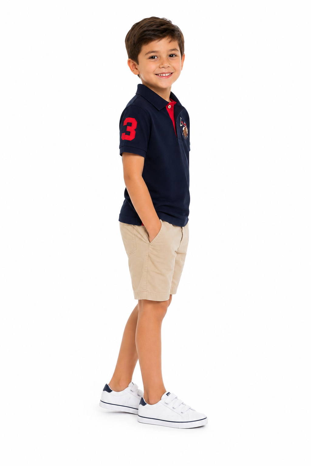 U.S. Polo Assn. Boy’s Multi Color Logo Solid Pique Polo Shirt