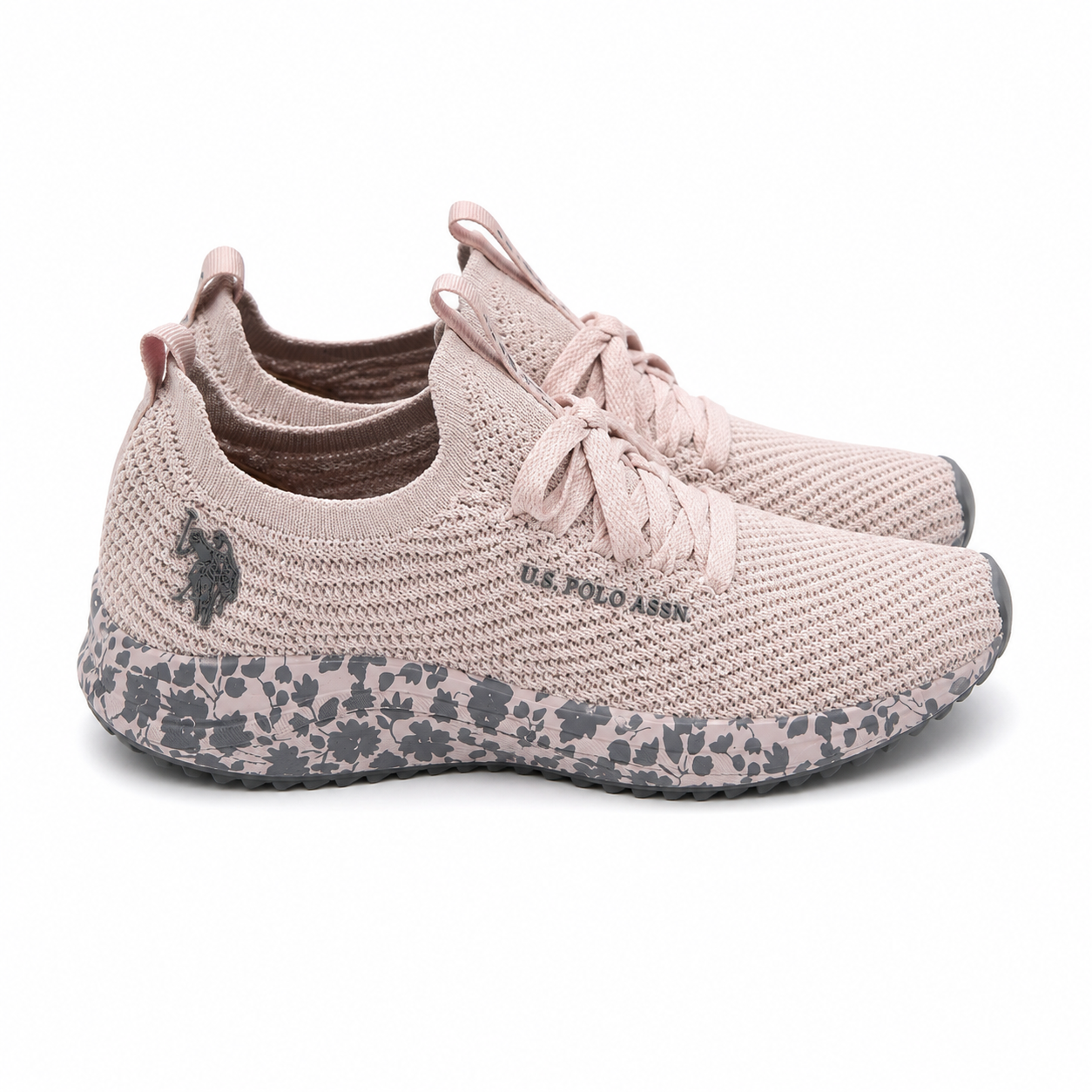 U.S Polo Assn Women's sneakers in pink with a knitted design and textured sole