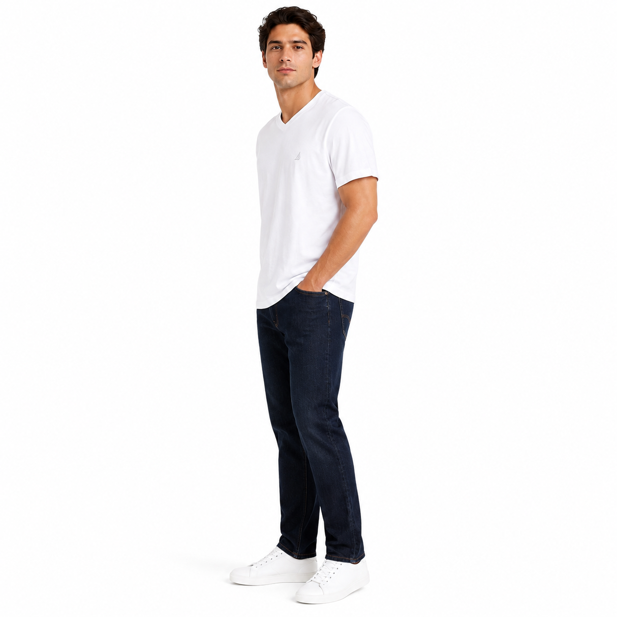 NAUTICA-White V-neck t-shirt